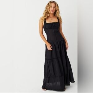 Frankie's Bikinis | Dresses | Frankies Bikinis Christabelle Tiered Ruffle Maxi  Dress Black M | Poshmark